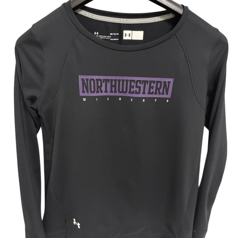 Northwestern Wildcats LS Shirt Size Medium Loose Fit Black Under Armour